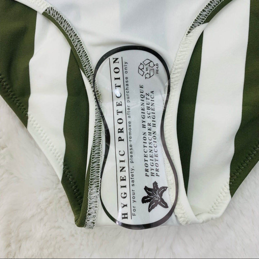 SOLID & STRIPED The Elle Bikini Bottom Olive Green White Stripe Swim Sma… - Picture 11 of 14